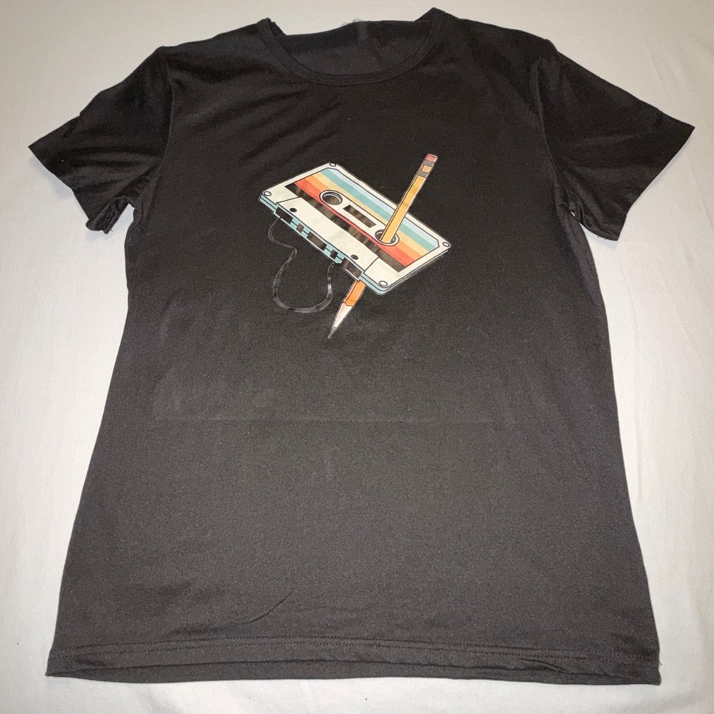 Unbranded Cassette Tape Graphic Tee Mens Medium Black Good Retro 80s Music Shirt